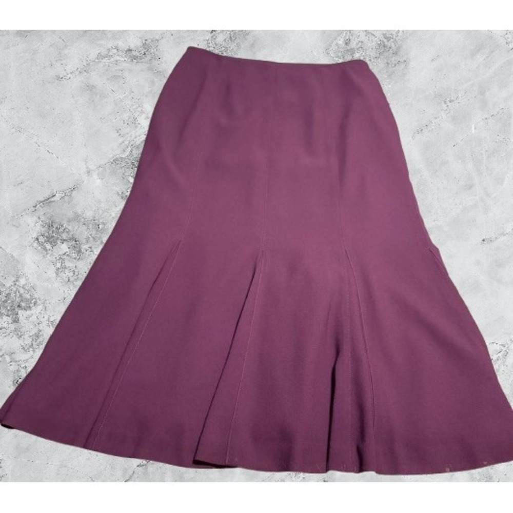 Nygard Collection Plum Purple Gored Midi Skirt Size 12 32187323 A-Line Crepe